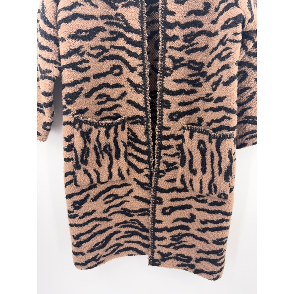 B41 Hunter Bell Keller Long Cardigan Coat Small Tan Black Tiger Stripe Wool - Picture 5 of 9
